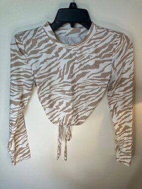 Worn Crop Top w/Long Sleeves, Open Tied Back Size S